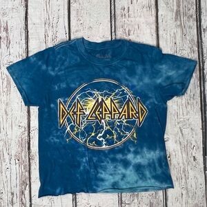 Def Leppard Music Heavy Metal Rock n Roll Crop Top Tie Dye Shirt Womens